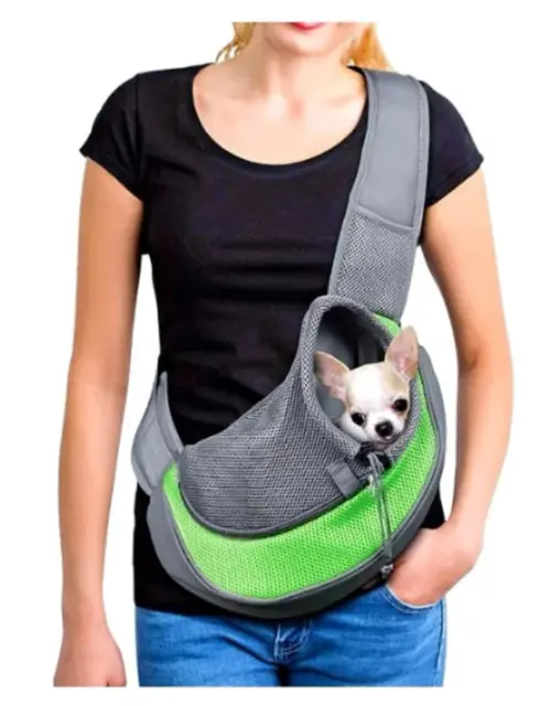 Pet Sling Carrier/Pet Sling/Pet Carrier/Dog Carrier/Pet Pouch/Breathable Mesh Traveler/Cat-Dog Travel Carrier - (Green)